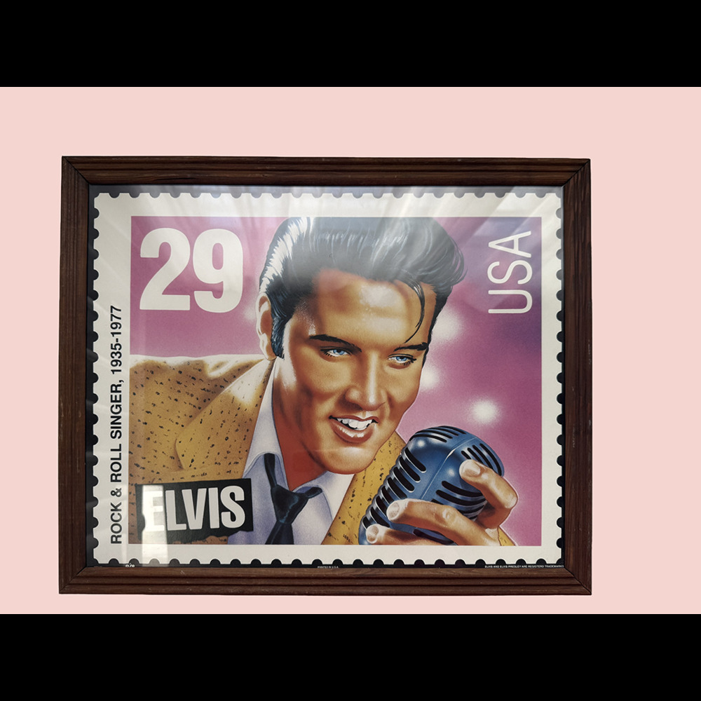 Vintage Framed Elvis Presley 29 Cent Commemorative Stamp Poster